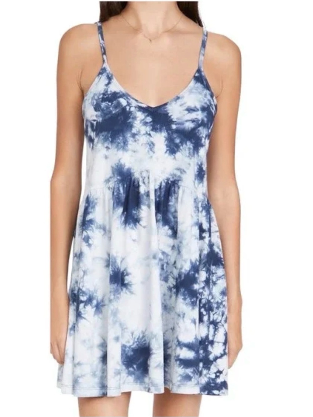 Z Supply Kona Cloud Navy Tie  Dye Print Dress Spaghetti Strap NWT Size Medium
